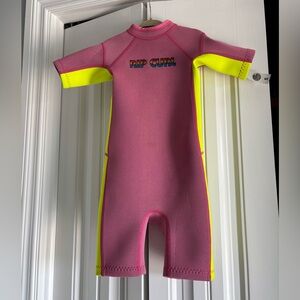Rip Curl Kids Pink & Neon Yellow Short Sleeve Rashguard Suit